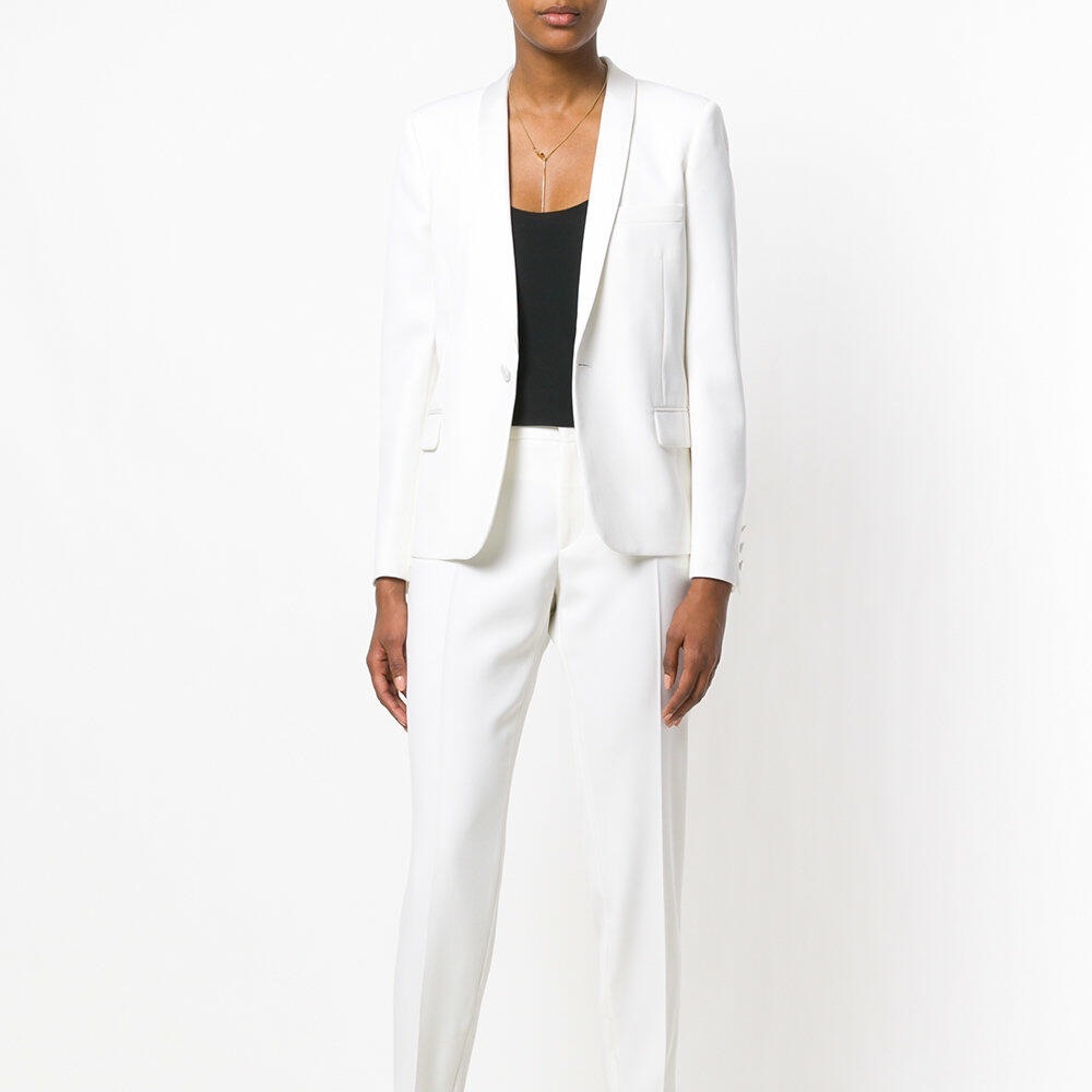 Saint Laurent Notched Collar White Blazer Sophisticated Minimalism